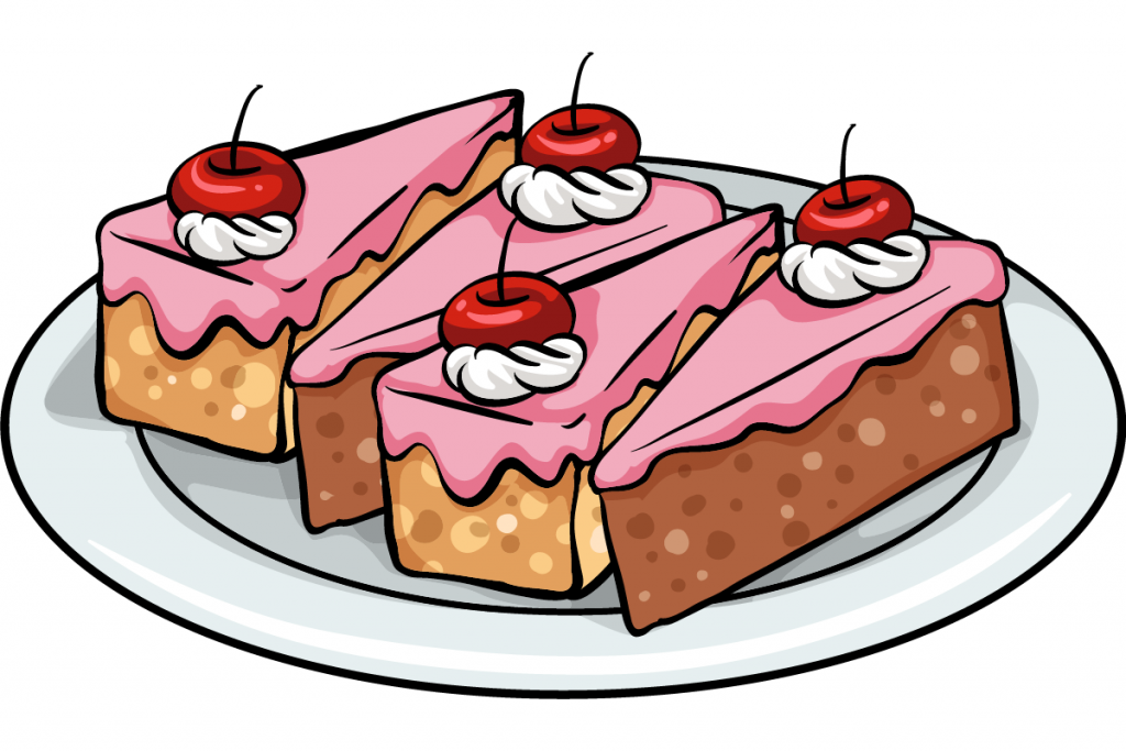Das Bild zeigt einen Teller mit Kuchen hohe Blutzuckerspiegel fördert und so zu Heißhungerattacken führt.